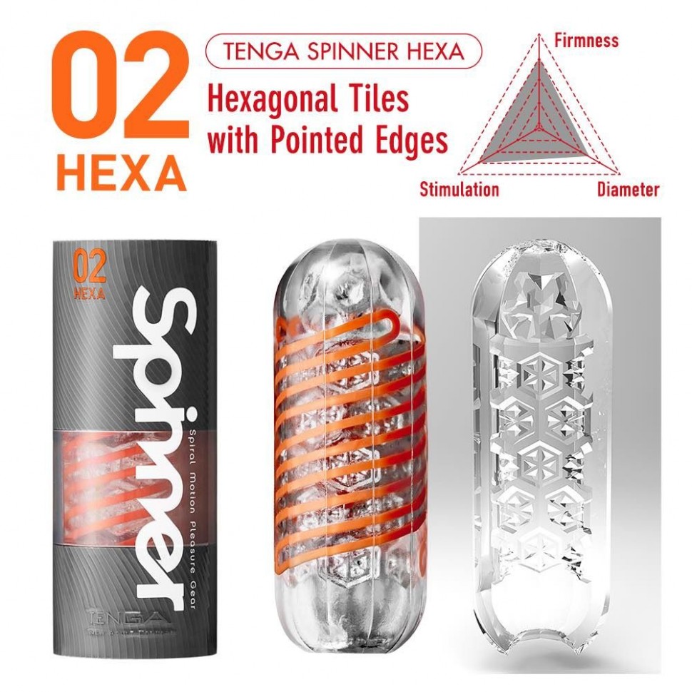 Мастурбатор Tenga Spinner Hexa с упругой стимулирующей спиралью внутри, стандартная спираль