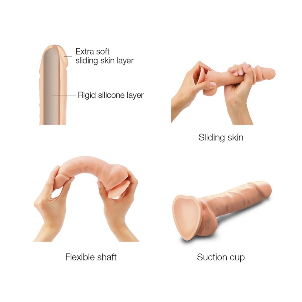 Реалістичний фалоімітатор Strap-On-Me Sliding Skin Realistic Dildo Vanille - XL, ефект рухливої шкір