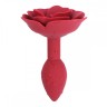 Анальна пробка зі стоппером у формі троянди, силіконова, бордова, 7 х 2.7 см
