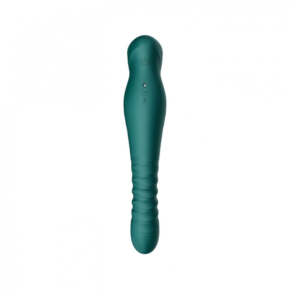 Смарт вибратор-пульсатор Zalo — King Turquoise Green, кристалл Swarovski (повреждена упаковка)