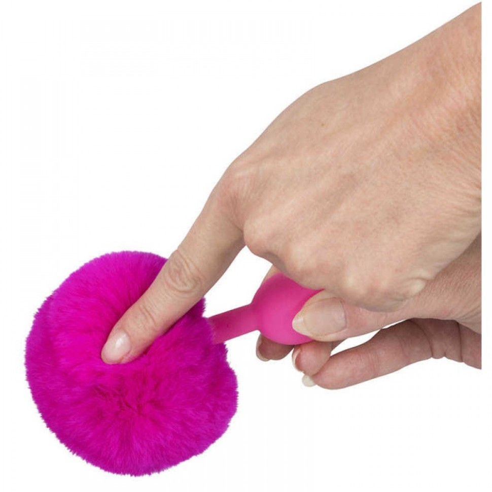 Анальна пробка із помпоном Pink Colorful Joy Bunny Tail Plug, силікон