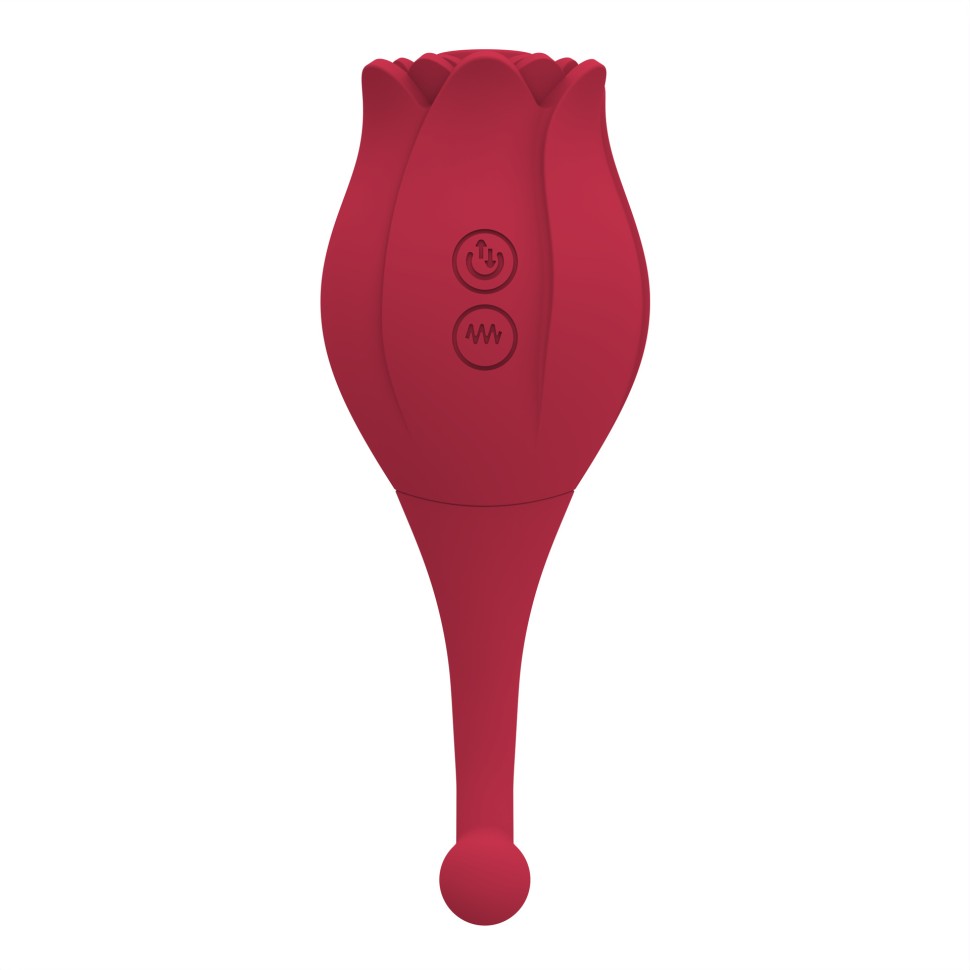 Стимулятор клітора та точки G "Rose", колір бордовий, 10-частотна вібраційна вакуумна стимуляція