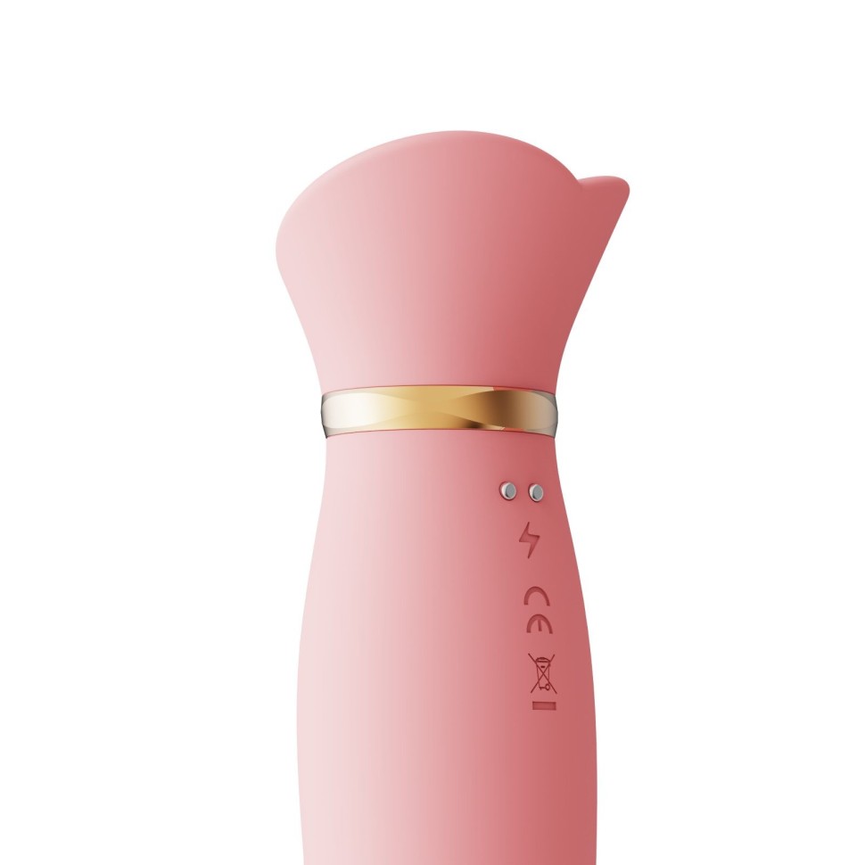 Вибратор с подогревом и вакуумной стимуляцией клитора Zalo - ROSE Vibrator Strawberry Pink (мятая упаковка)