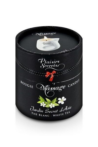 Масажна свічка Plaisirs Secrets White Tea (80 мл) подарункова упаковка, керамічний посуд