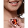 Анальна пробка зі стразом Red Heart Glass Anal Plug With Gem скляна, Medium