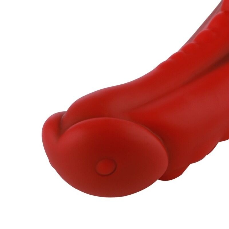 Силіконовий дилдо Hismith 8.35" Curved Silicone Dildo Red Monster Series