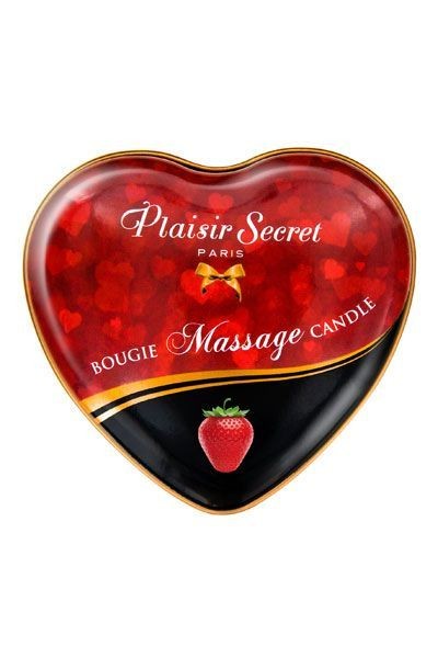 Массажная свеча сердечко Plaisirs Secrets Strawberry (35 мл)