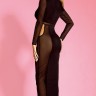 Платье черное длинное с сеткой Sunspice Maxi Black Dress, O/S
