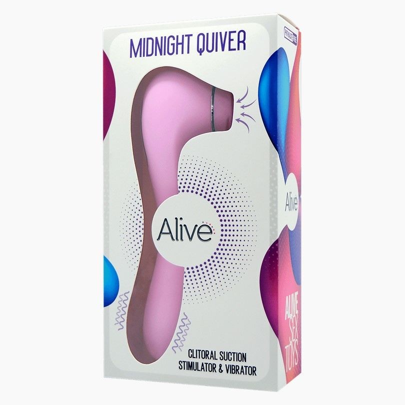 Вібратор і вакуумний стимулятор Alive Midnight Quiver Pink - іграшка 2 в 1