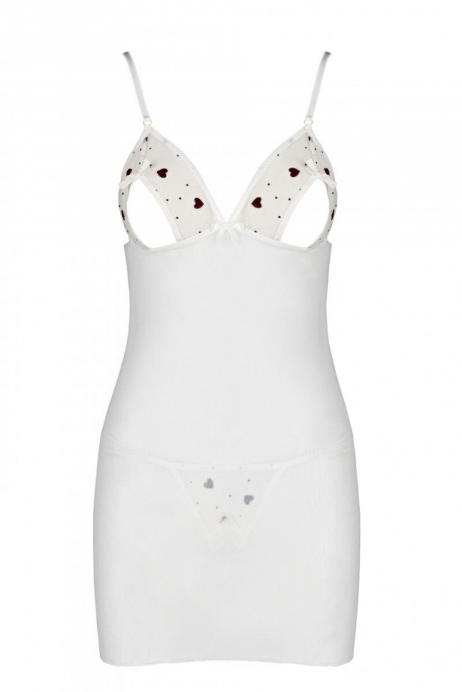 Сорочка з вирізами на грудях + стрінги LOVELIA CHEMISE white L/XL - Passion