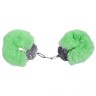 Наручники DS Fetish Plush handcuffs, метал із хутром, зелені
