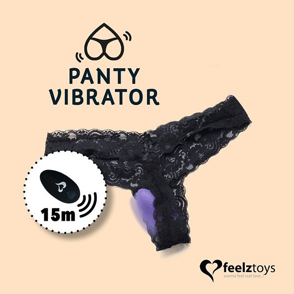 Вібратор в трусики FeelzToys Panty Vibrator Black з пультом дистанційного керування, 6 режимів робот