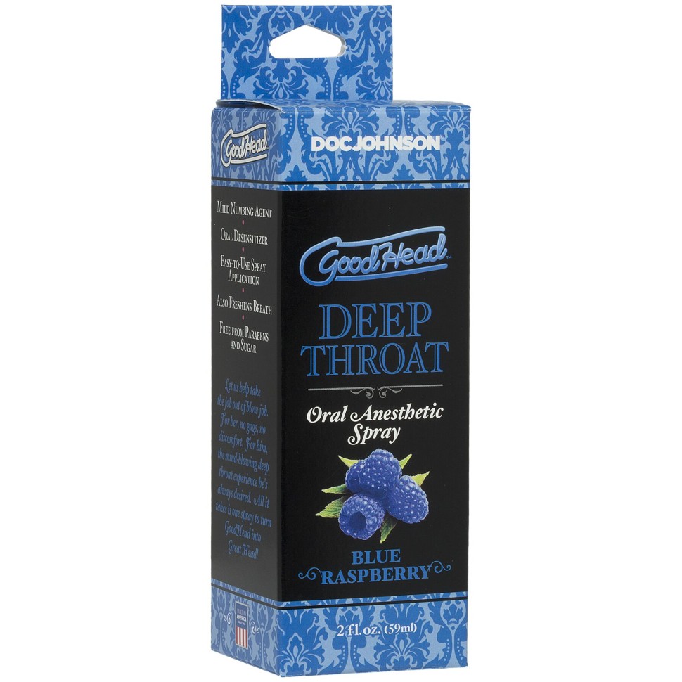 Спрей для мінету Doc Johnson GoodHead DeepThroat Spray - Blue Raspberry 59 мл для глибокого мінету