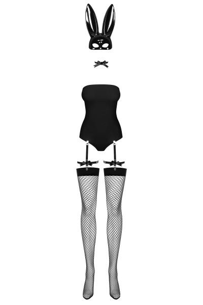 Костюм зайчика чорний Obsessive Bunny Costume S / M, Черный, S/M