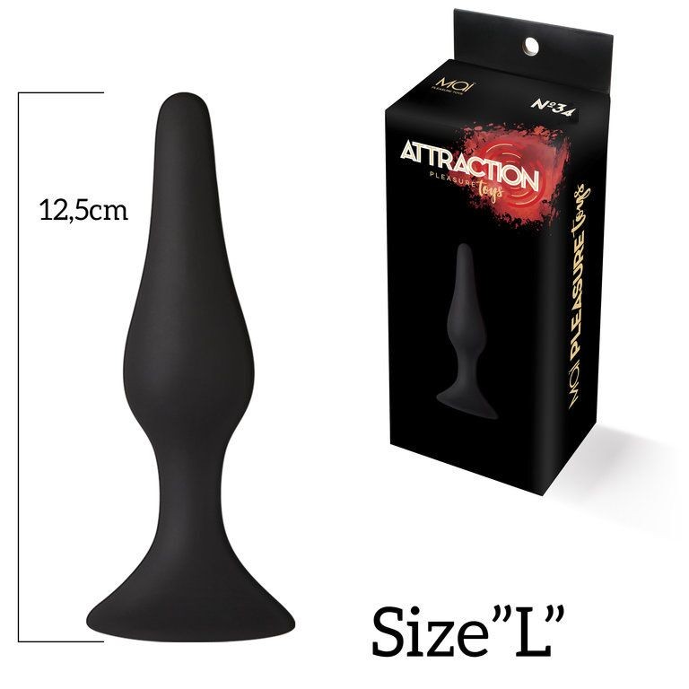 Анальна пробка з присоскою MAI Attraction Toys №34 Black, довжина 12,5см, діаметр 3,2см