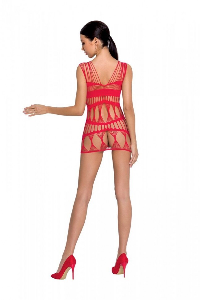 Бодістокінг-сукня Passion BS089 red, міні, плетіння у вигляді павутини